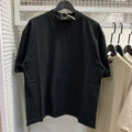 FOG ESSENTIALS Black Mock Neck Tee Tonal Embossed Logo Short Sleeve