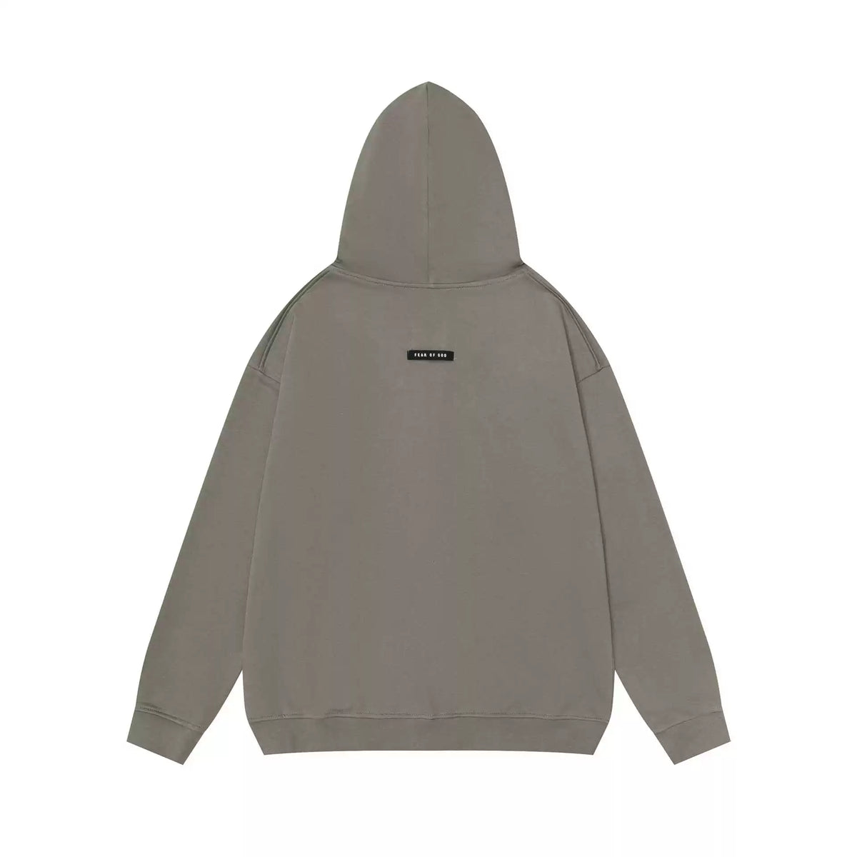 FEA OF GOD Muted Taupe Minimalist Full Zip‑Up Oversized Hoodie
