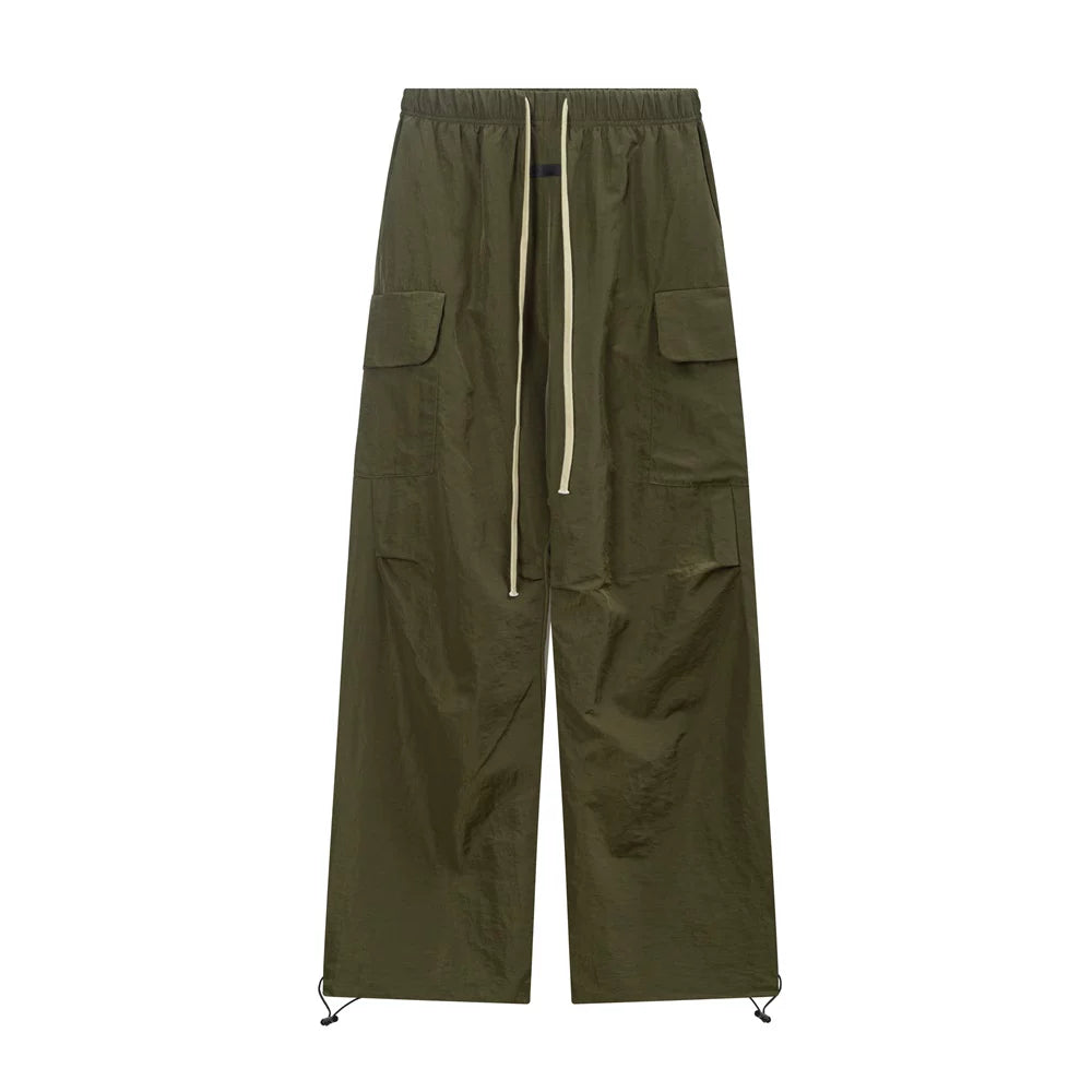 Fear of God Essentials Olive Nylon Cargo Wide‑Leg Pants