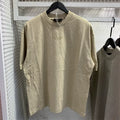FOG ESSENTIALS Oatmeal Heather Mock Neck Tee Tonal Embossed Logo Short Sleeve