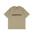 ESSENTIALS Khaki Crew Neck Tee Bold Black Front Logo Short Sleeve