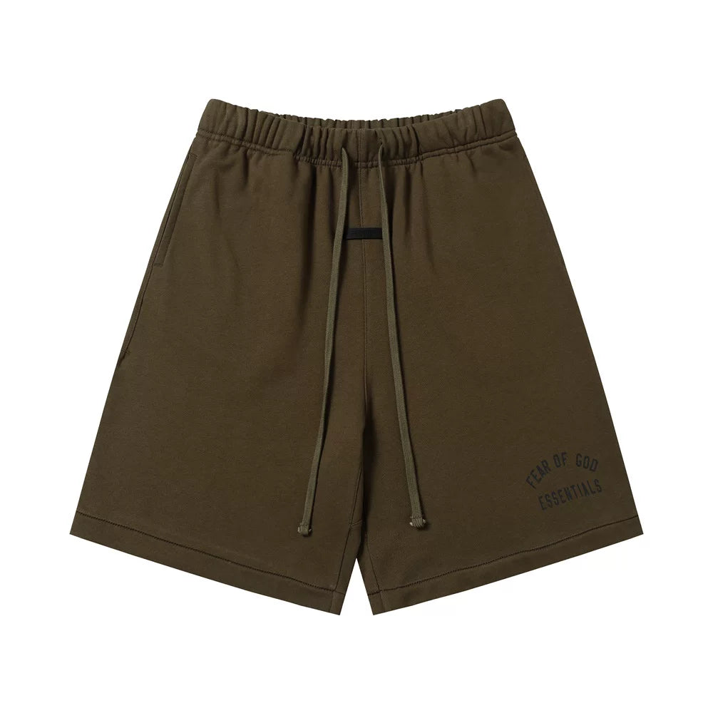 Fear Of God Essentials Dark Olive Arc Logo Fleece Sweat Shorts