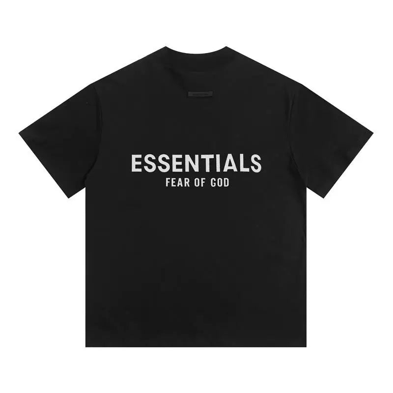 Fear Of God Essentials Black Mini Left‑Chest Logo Cotton T‑Shirt