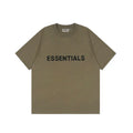 ESSENTIALS Wood Brown Crew Neck Tee Bold Black Front Logo Short Sleeve