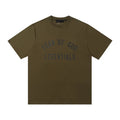 Fear Of God Essentials Dark Olive Crew Neck Tee Arch Black Logo Short Sleeve
