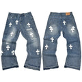 Gallery Dept. Paint Splatter & Patchwork Distressed Charcoal Denim Jeans