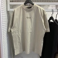 FOG ESSENTIALS Sand Mock Neck Tee Tonal Embossed Logo Short Sleeve