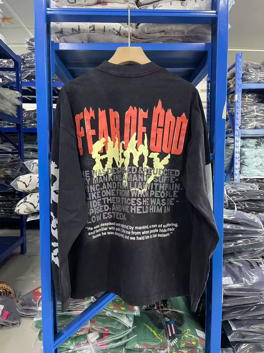 FEAR OF GOD Washed Black Vintage Graphic Oversized Long Sleeve Tee