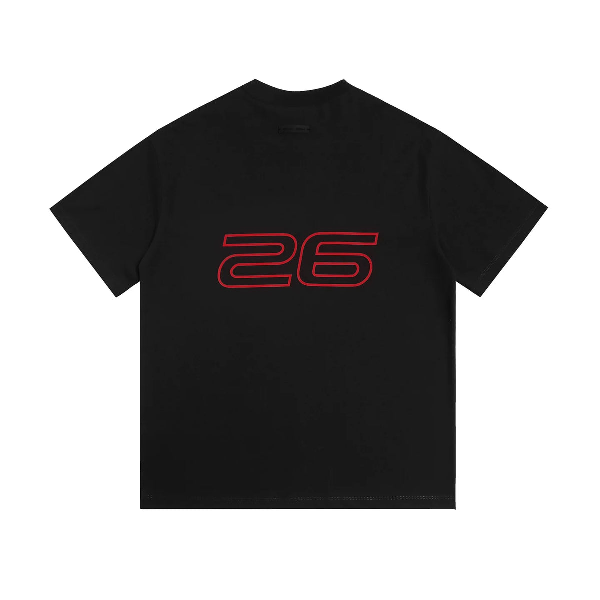 Fear of God Essentials Futuristic Red Font Graphic Short‑Sleeve Tee