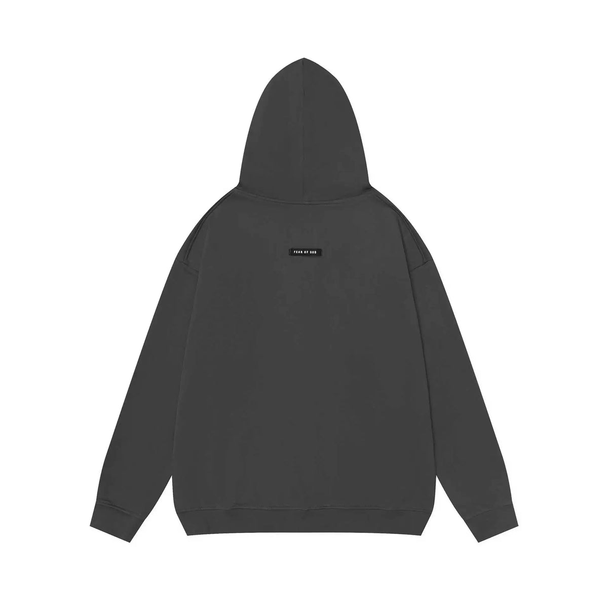FEA OF GOD Washed Black Minimalist Full Zip‑Up Oversized Hoodie