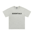 ESSENTIALS Heather Grey Crew Neck Tee Bold Black Front Logo Short Sleeve