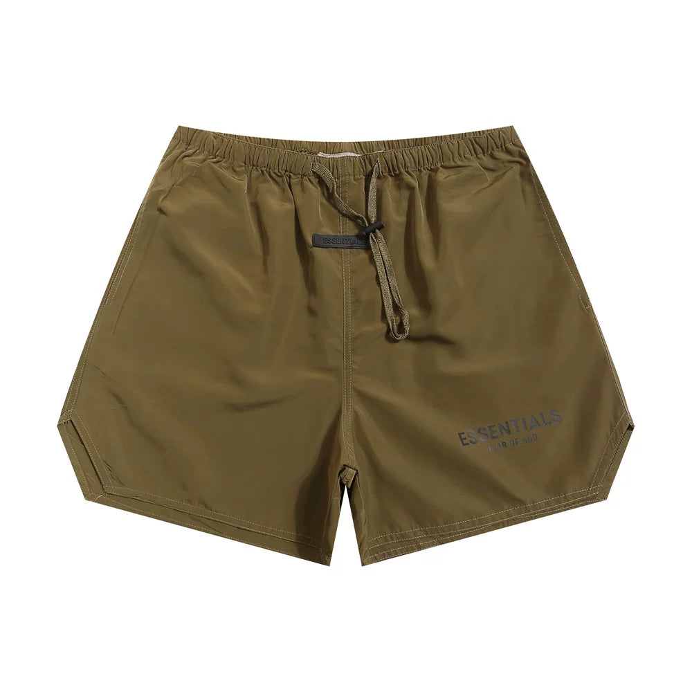 Essentials Olive Green Nylon Board Shorts