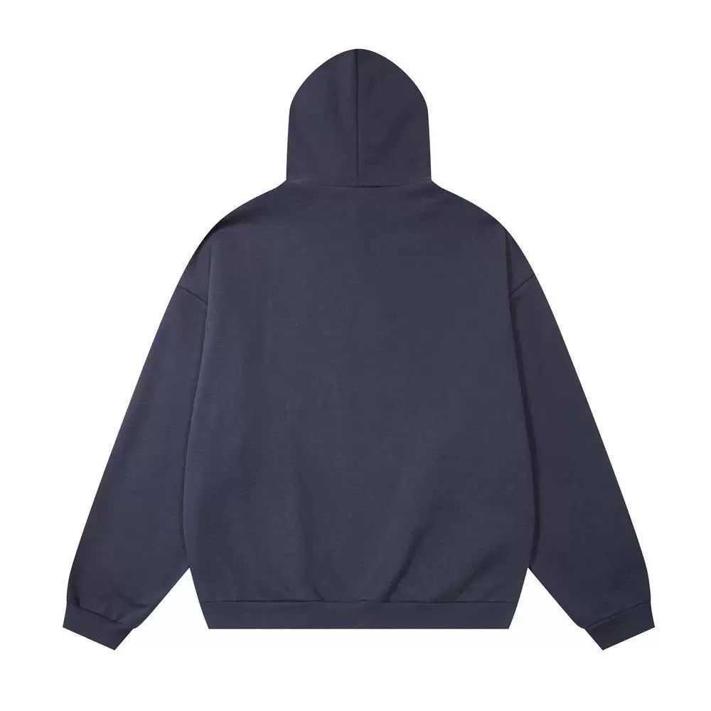 FOG ESSENTIALS Navy Blue Unisex Arched Logo Oversized Pullover Hoodie