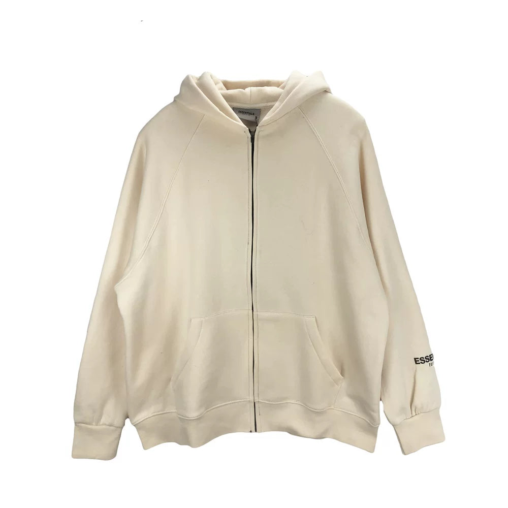 FEAR OF GOD ESSENTIALS Cream Oversized Full‑Zip Raglan Fleece Hoodie