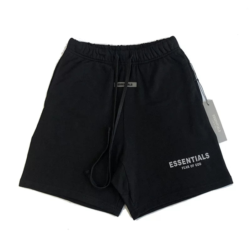 FEAR OF GOD Black Unisex Logo Print Cotton Sweat Shorts