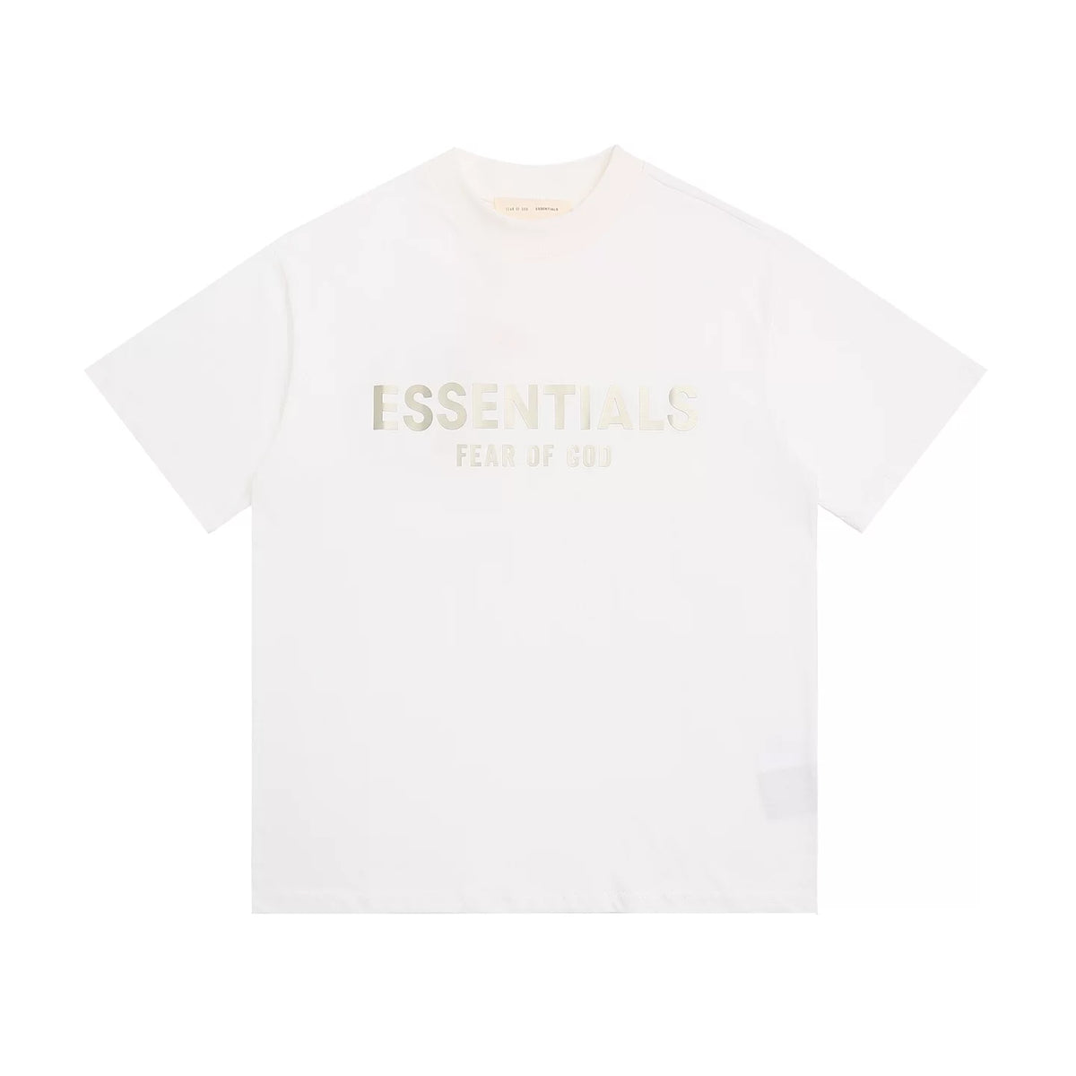 Fear Of God Essentials Off‑White Bold Front Logo Cotton T‑Shirt