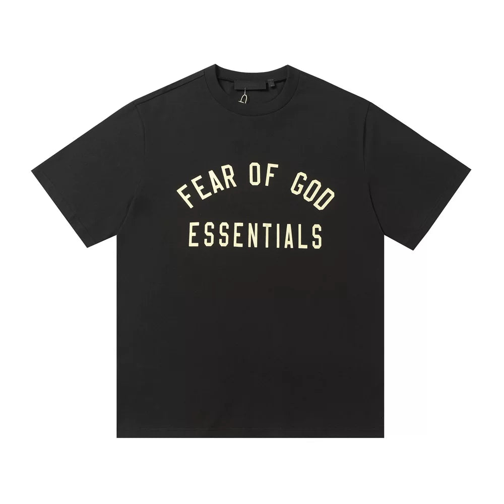 Fear Of God Essentials Black Crew Neck Tee Arch Off‑White Logo Short Sleeve