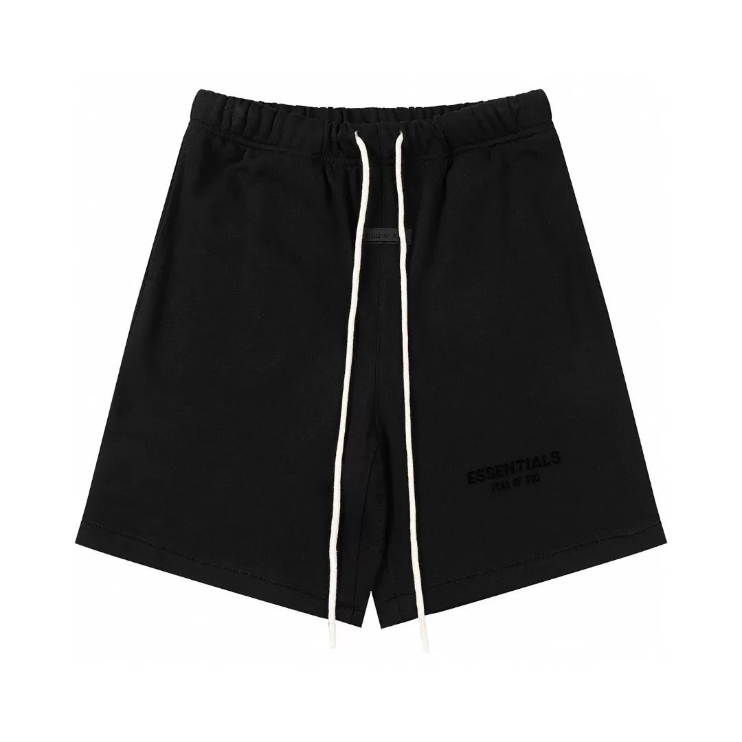 Fear Of God Essentials Black Tonal Mini Logo Fleece Sweat Shorts