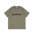 ESSENTIALS Dusty Olive Crew Neck Tee Bold Black Front Logo Short Sleeve