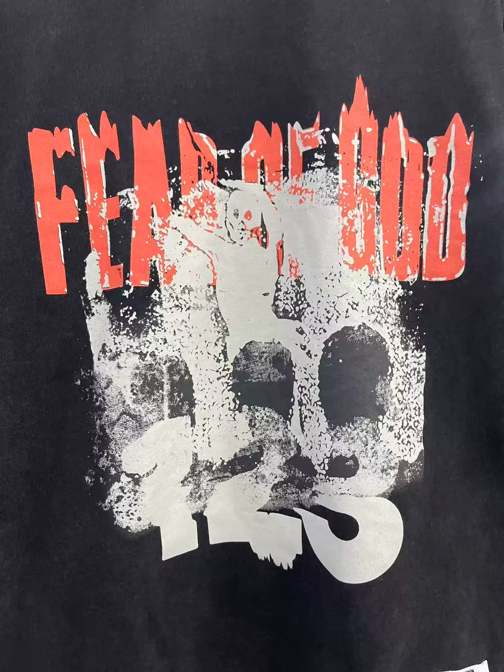 FEAR OF GOD Washed Black Vintage Graphic Oversized Long Sleeve Tee