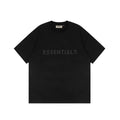 ESSENTIALS Black Crew Neck Tee Tonal Large Front Logo Short Sleeve