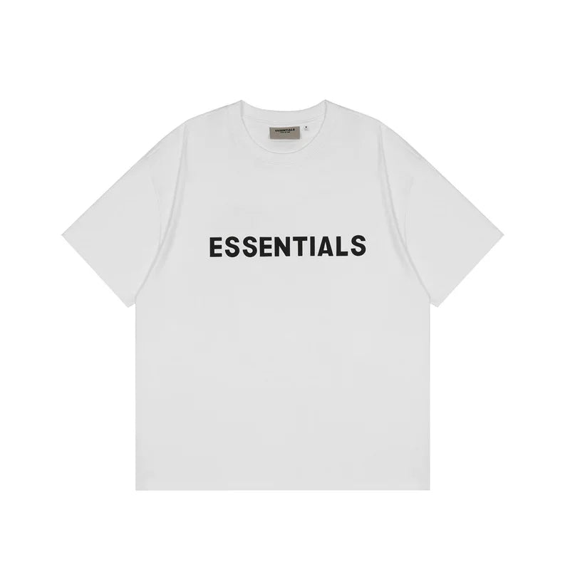 ESSENTIALS White Crew Neck Tee Bold Front Logo Short Sleeve