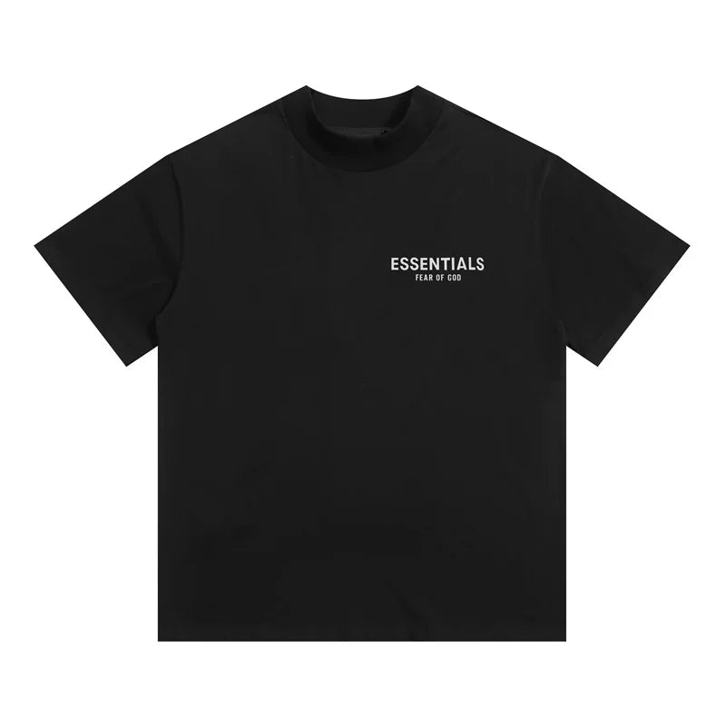 Fear Of God Essentials Black Mini Left‑Chest Logo Cotton T‑Shirt