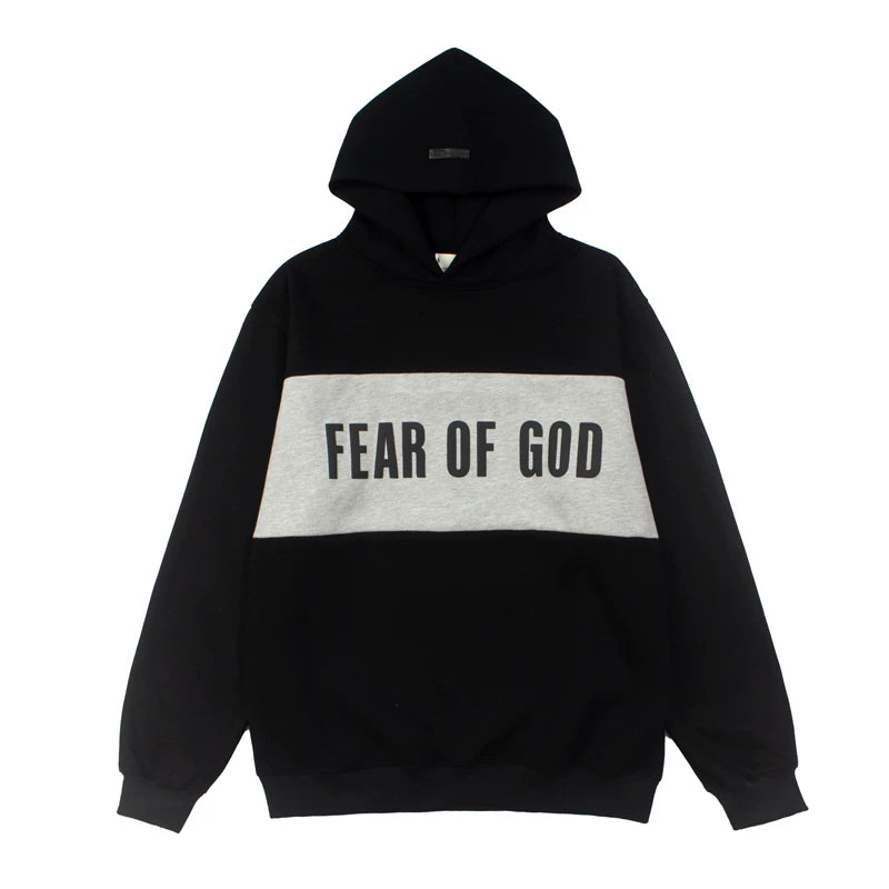 Fear Of God Oversized Pullover Hoodie Black Grey Streetwear Sweatshirt
