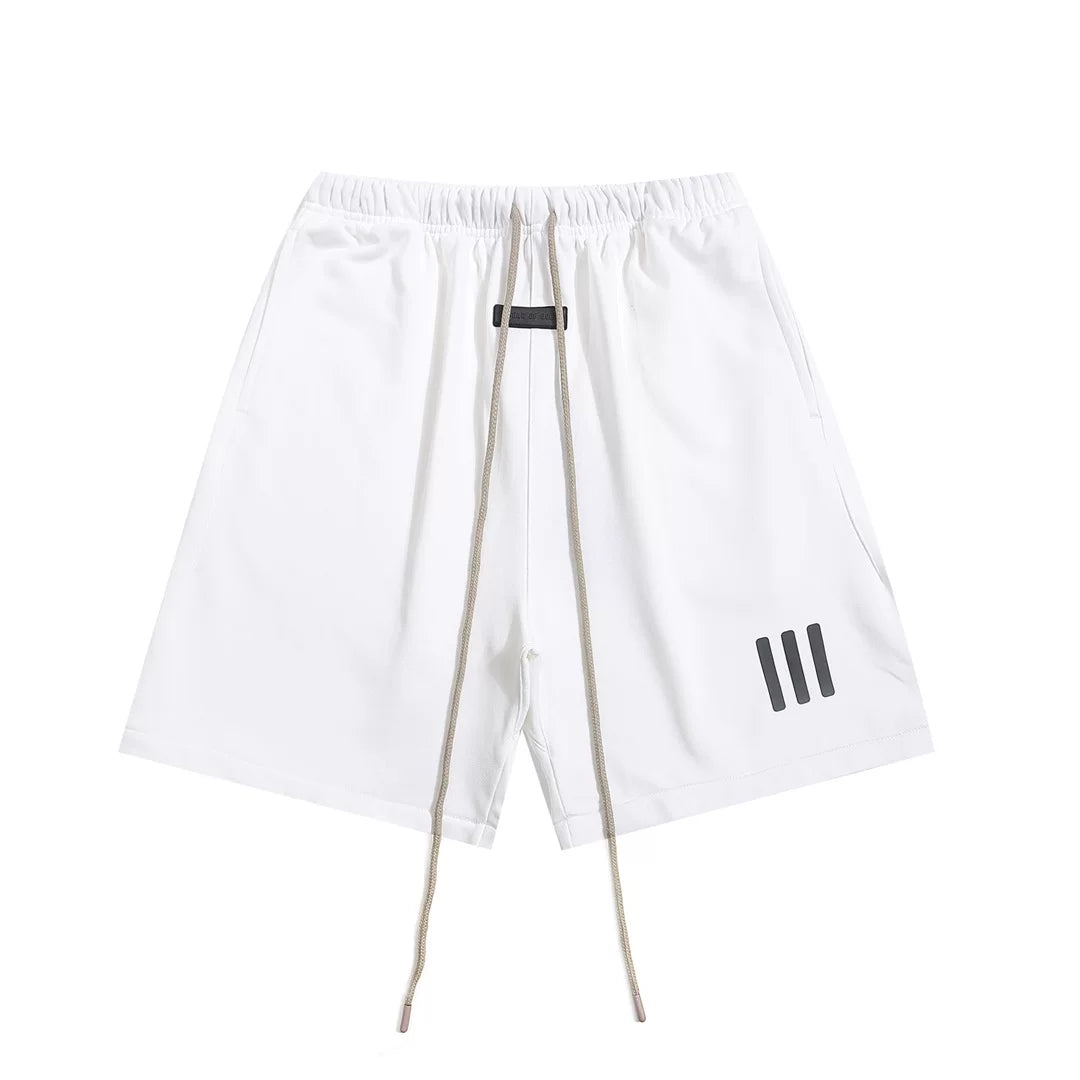 Essentials Fear Of God White Three‑Strip Cotton Sweat Shorts