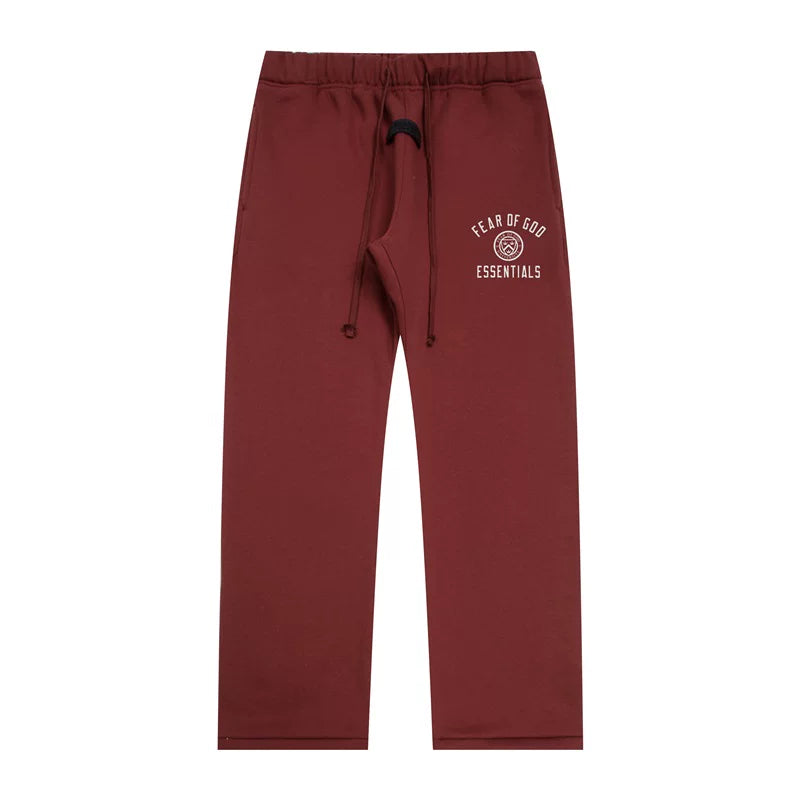 FOG Burgundy Logo Straight‑Leg Heavy Fleece Sweatpants