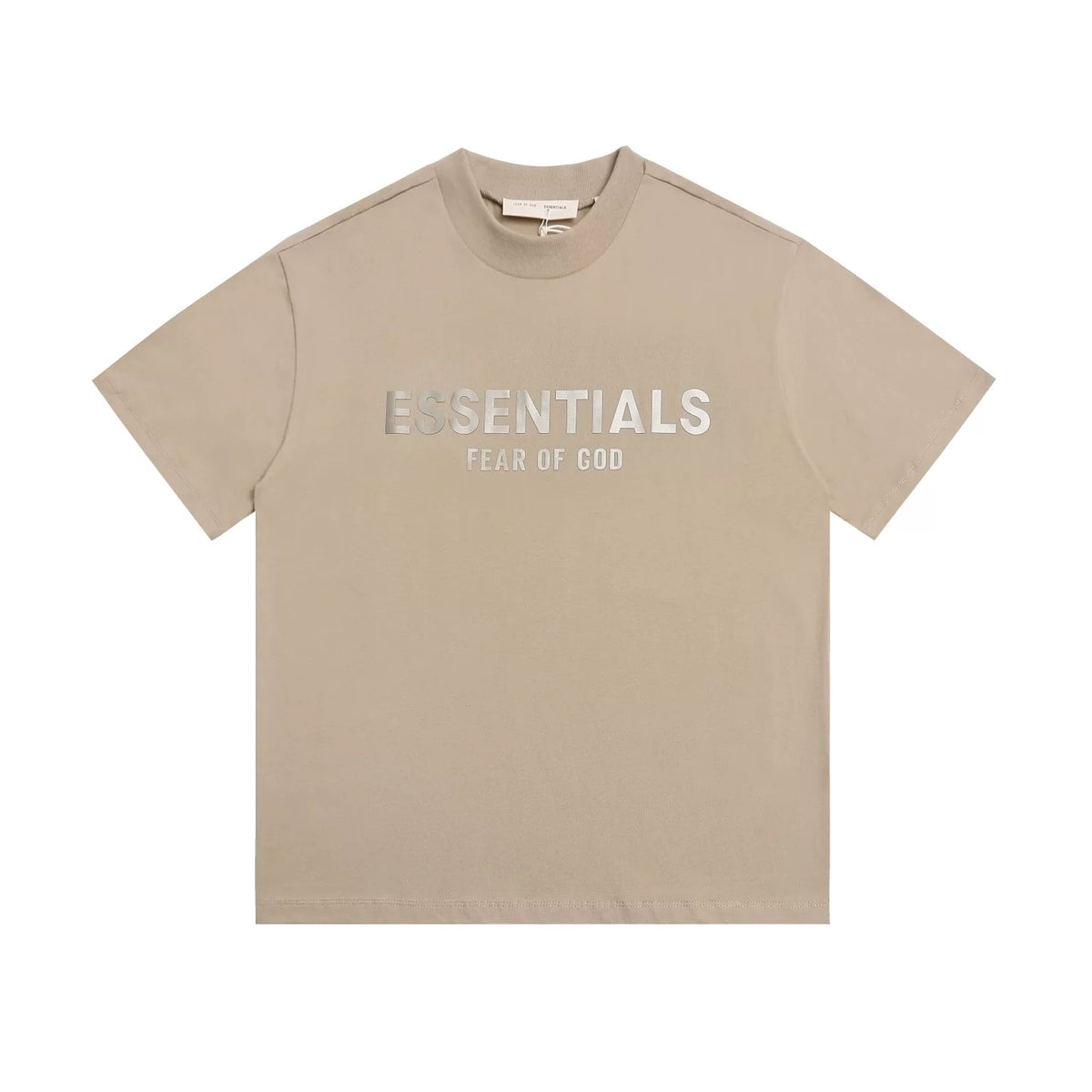Fear Of God Essentials Sand Bold Front Logo Cotton T‑Shirt