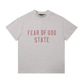 Fear Of God State Light Heather Grey Mock Neck T‑Shirt | Red Print