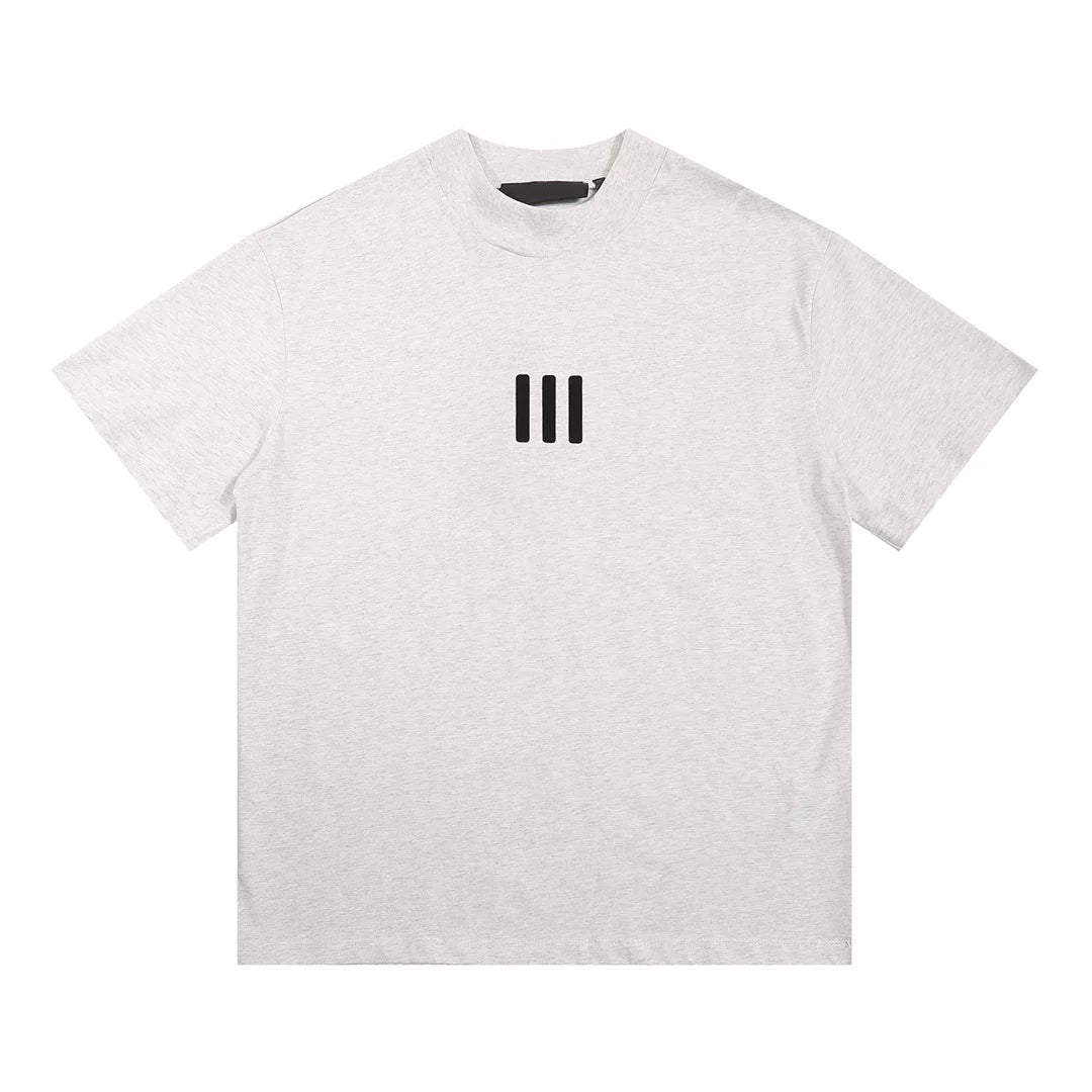 Essentials Fear Of God Light Heather Grey Three‑Strip Mock Neck T‑Shirt