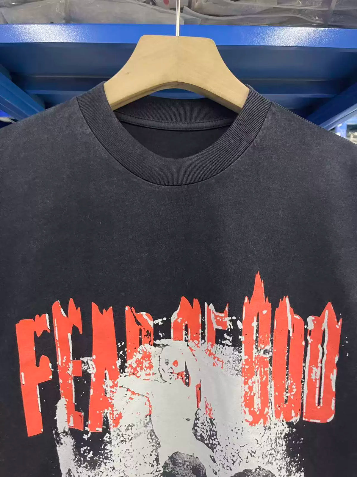 FEAR OF GOD Washed Black Vintage Graphic Oversized Long Sleeve Tee