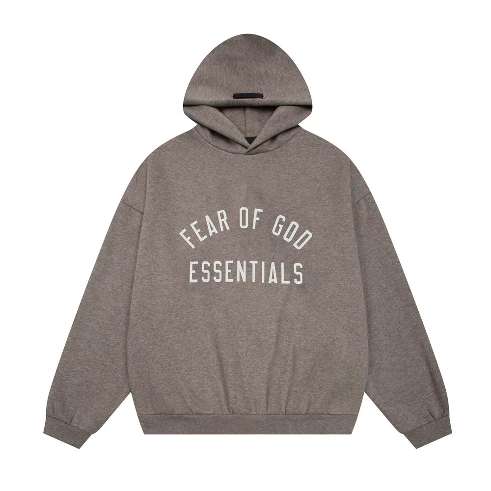 FOG ESSENTIALS Heather Brown Unisex Arched Logo Oversized Pullover Hoodie