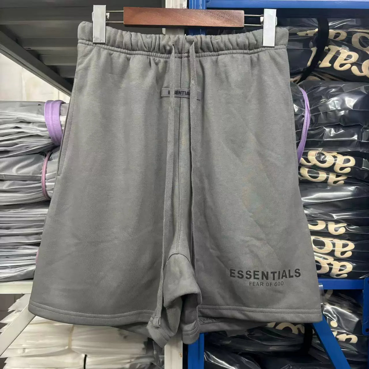 FEAR OF GOD Dark Grey Unisex Tonal Logo Print Cotton Sweat Shorts