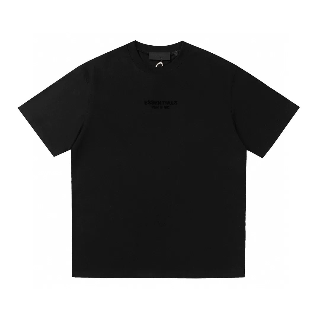 Fear Of God Essentials Black Crew Neck Tee Tonal Mini Chest Logo Short Sleeve