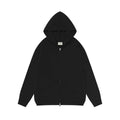 FEA OF GOD Solid Black Minimalist Full Zip‑Up Oversized Hoodie
