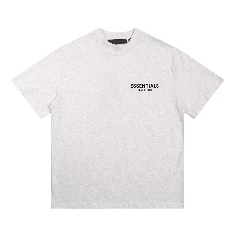 Fear Of God Essentials Oatmeal Heather Mini Left‑Chest Logo Cotton T‑Shirt